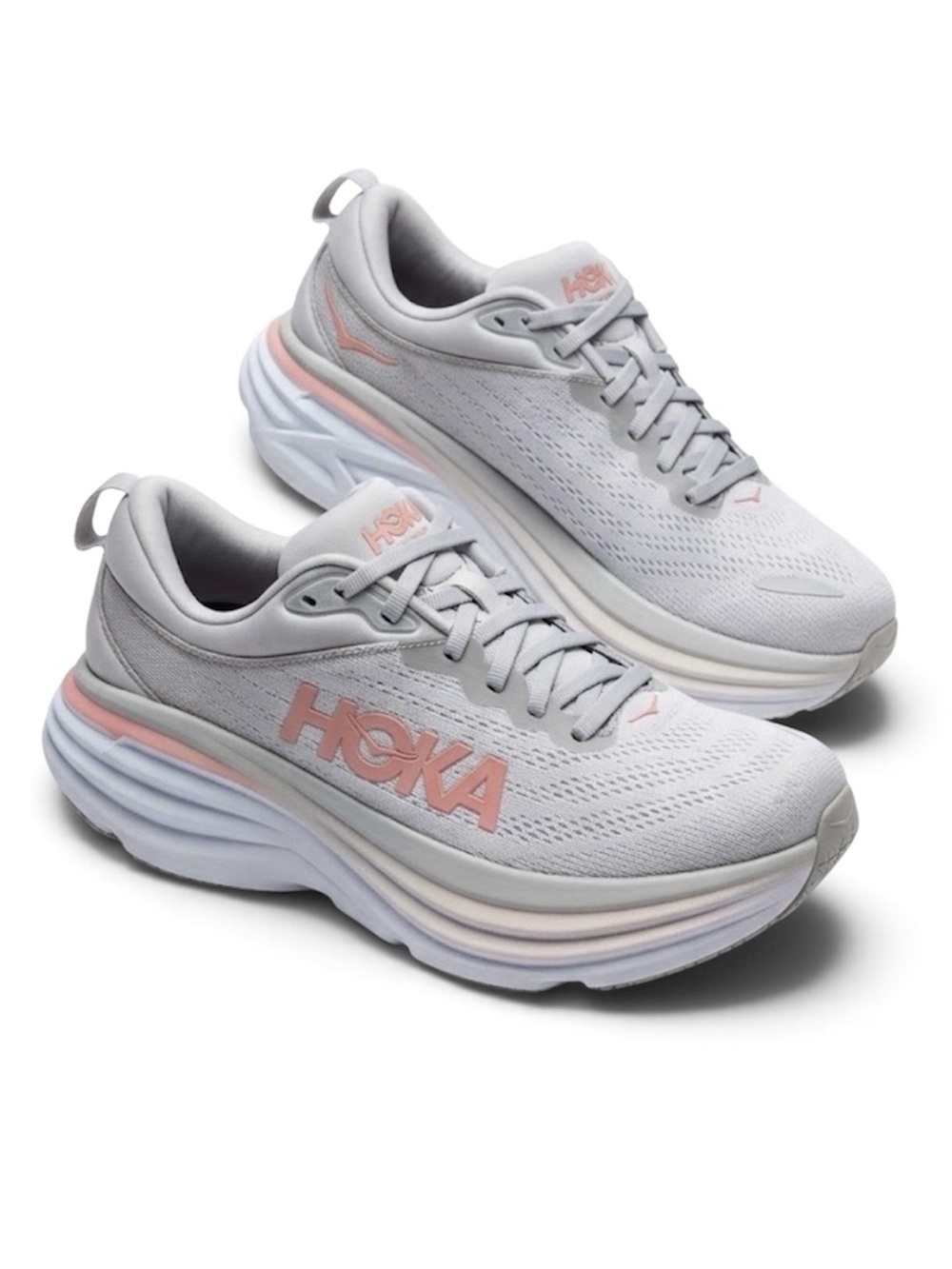 Hoka Bondi 8 Womens 9.5 Harbor Mist Lunar Rock Running Shoes Sneakers